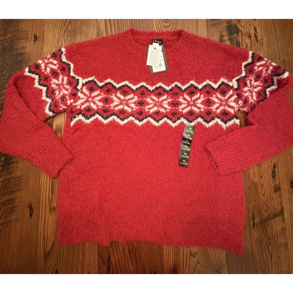 Art Class Girls Fuzzy Crewneck Pullover Sweater Red Size XL (14-16) NWT